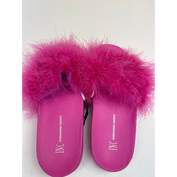 I.N.C. Bright Pink Fuzzy Slip Ons Size Small - Picture 4 of 5